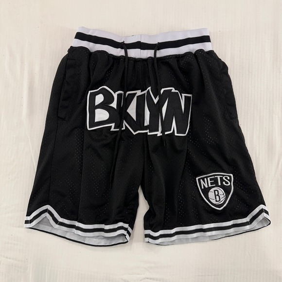 Just Don Other - VTG Just Don Brooklyn Nets Basketball Shorts Mens M Black White BKLYN Mesh Lux